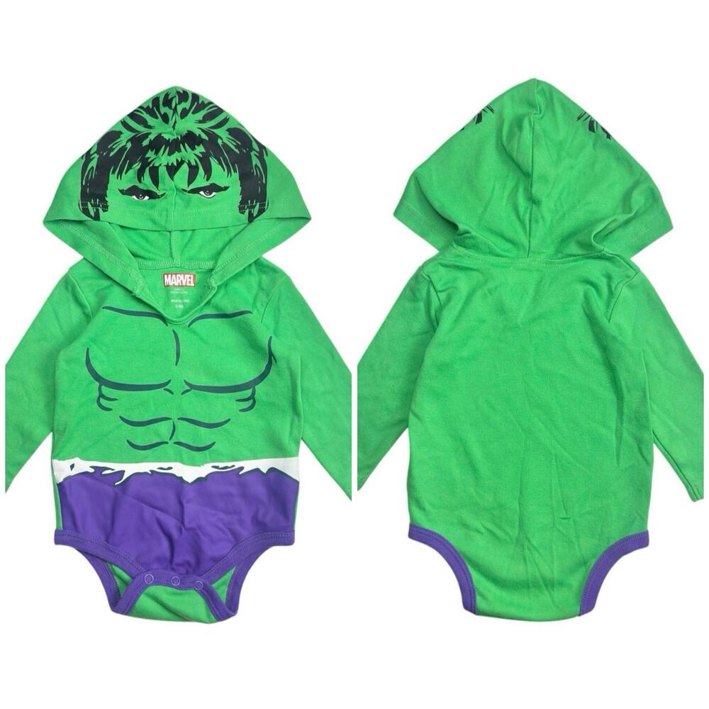Marvel | Infant | Incredible Hulk Avengers Superhero Hooded Bodysuit | 3-6 M